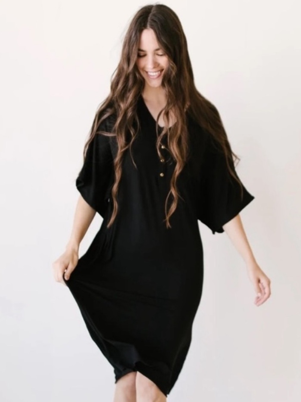 Dwell + Slumber Onyx Black Caftan Dress Medium / Large